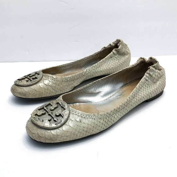 Tory Burch Shoes - Tory Burch Reva Satin Snake Flats 9.5